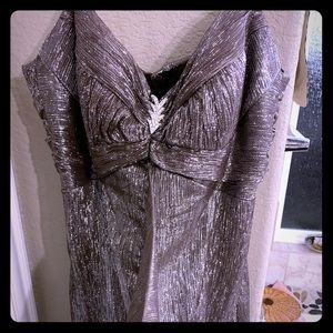 Cocktail gown lightweight metallic silver gunmetal